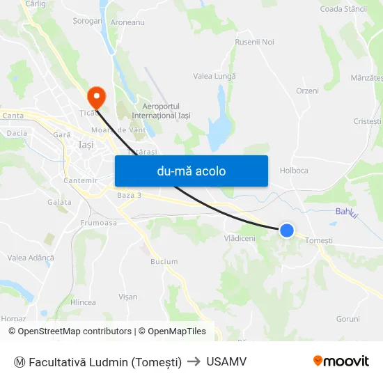 Harta de Ⓜ Facultativă Ludmin (Tomeşti) către USAMV