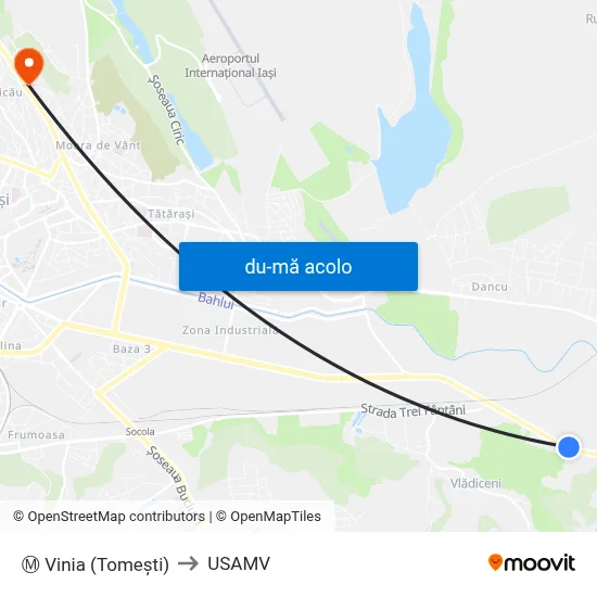 Harta de Ⓜ Vinia (Tomeşti) către USAMV