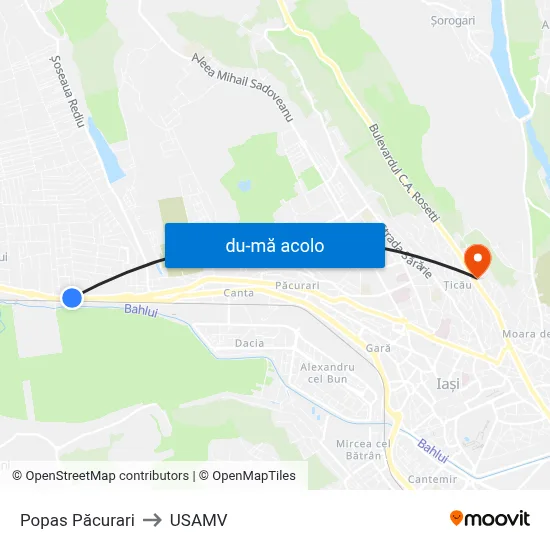 Harta de Popas Păcurari către USAMV