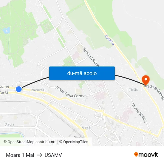 Harta de Moara 1 Mai către USAMV