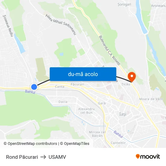 Harta de Rond Păcurari către USAMV