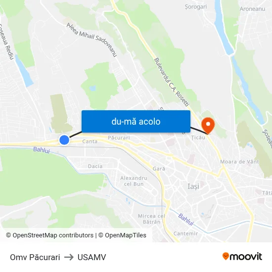 Harta de Omv Păcurari către USAMV