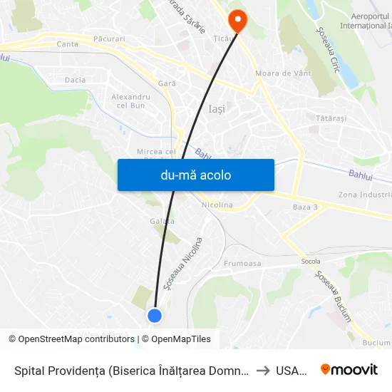 Harta de Spital Providența (Biserica Înălțarea Domnului) către USAMV