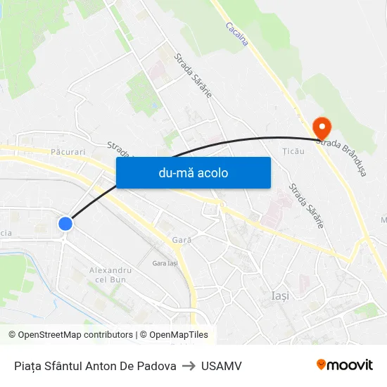 Harta de Piața Sfântul Anton De Padova către USAMV