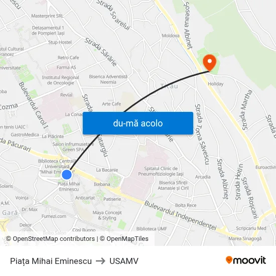Harta de Piața Mihai Eminescu către USAMV
