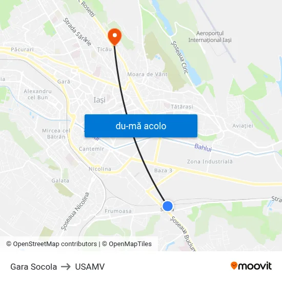 Harta de Gara Socola către USAMV