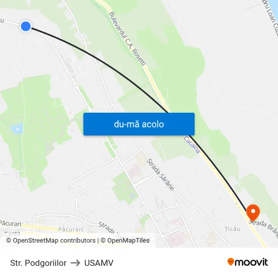 Harta de Str. Podgoriilor către USAMV