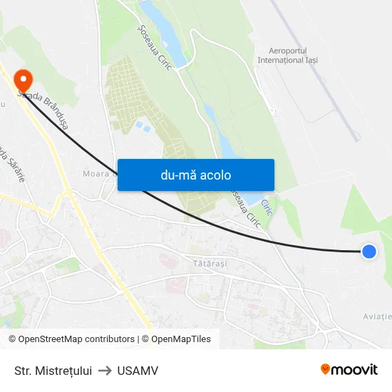 Harta de Str. Mistrețului către USAMV