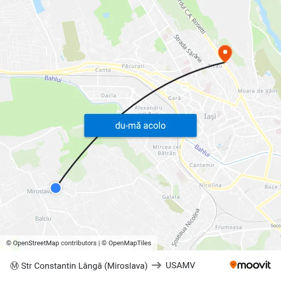 Harta de Ⓜ Str Constantin Lângă (Miroslava) către USAMV