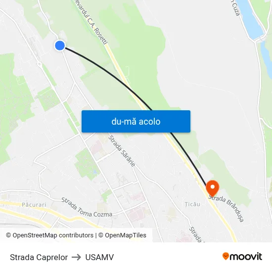 Harta de Strada Caprelor către USAMV