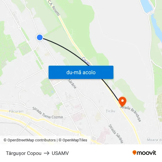 Harta de Târguşor Copou către USAMV