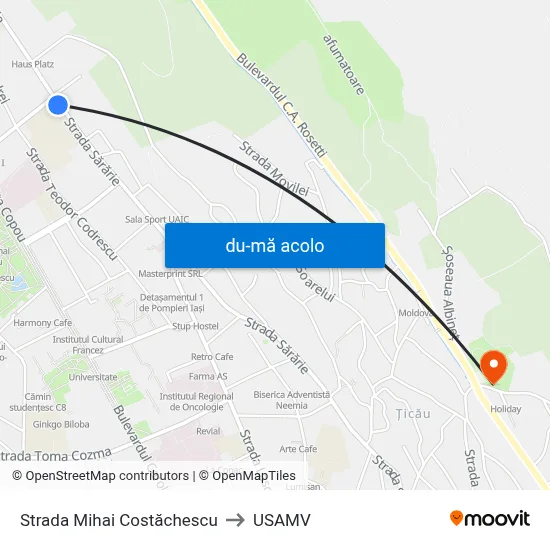 Harta de Strada Mihai Costăchescu către USAMV