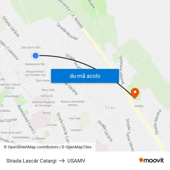 Harta de Strada Lascăr Catargi către USAMV