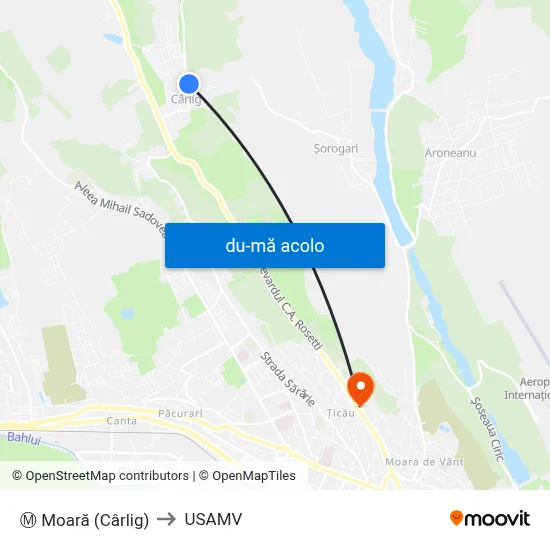 Harta de Ⓜ Moară (Cârlig) către USAMV