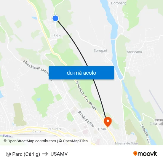 Harta de Ⓜ Parc (Cârlig) către USAMV