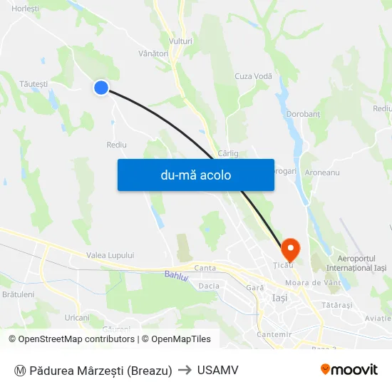 Harta de Ⓜ Pădurea Mârzești (Breazu) către USAMV