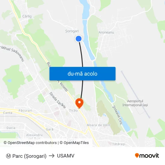 Harta de Ⓜ Parc (Șorogari) către USAMV