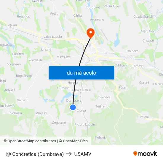 Harta de Ⓜ Concretica (Dumbrava) către USAMV