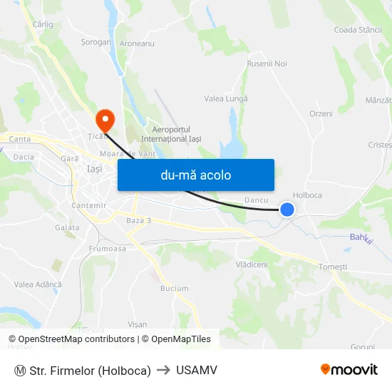 Harta de Ⓜ Str. Firmelor (Holboca) către USAMV