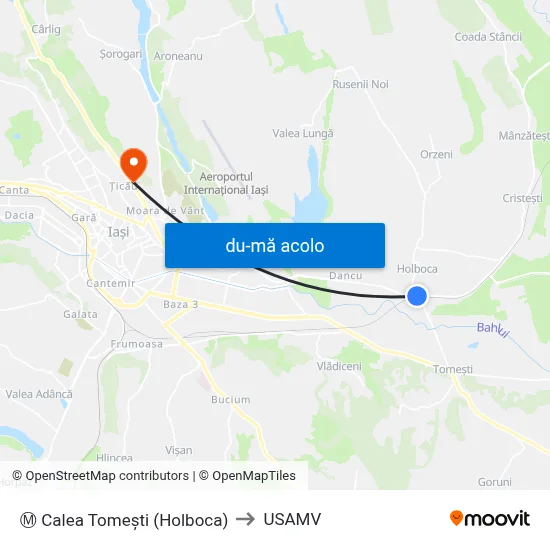 Harta de Ⓜ Calea Tomeşti (Holboca) către USAMV