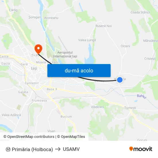 Harta de Ⓜ Primăria (Holboca) către USAMV