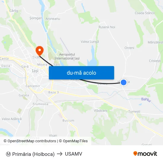 Harta de Ⓜ Primăria (Holboca) către USAMV