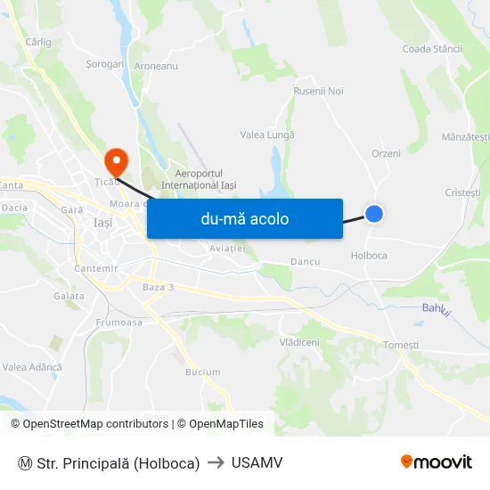 Harta de Ⓜ Str. Principală (Holboca) către USAMV
