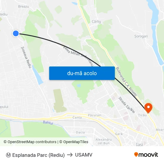 Harta de Ⓜ Esplanada Parc (Rediu) către USAMV