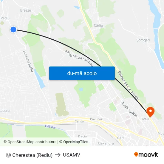 Harta de Ⓜ Cherestea (Rediu) către USAMV
