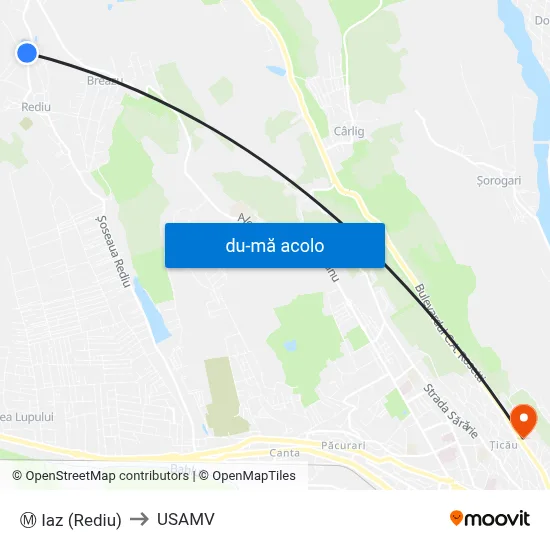 Harta de Ⓜ Iaz (Rediu) către USAMV