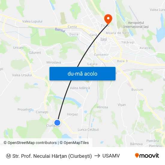 Harta de Ⓜ Str. Prof. Neculai Hârţan (Ciurbeşti) către USAMV