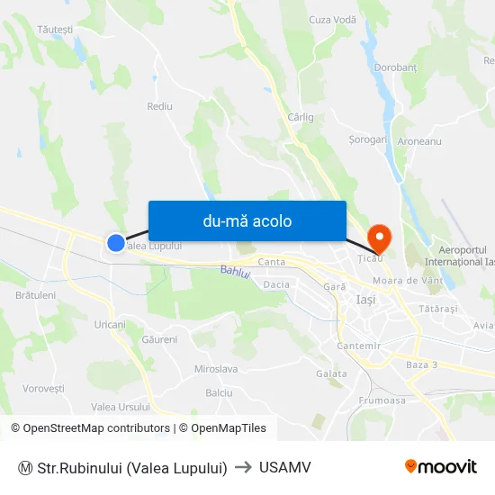 Harta de Ⓜ Str.Rubinului (Valea Lupului) către USAMV