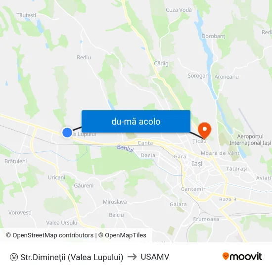Harta de Ⓜ Str.Dimineţii (Valea Lupului) către USAMV