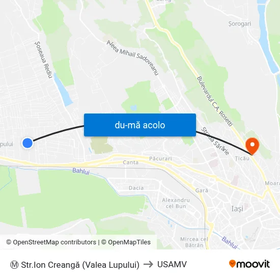 Harta de Ⓜ Str.Ion Creangă (Valea Lupului) către USAMV