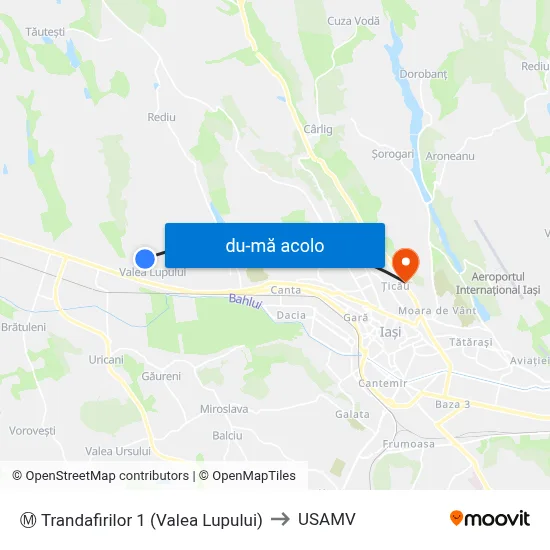 Harta de Ⓜ Trandafirilor 1 (Valea Lupului) către USAMV