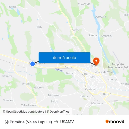 Harta de Ⓜ Primărie (Valea Lupului) către USAMV