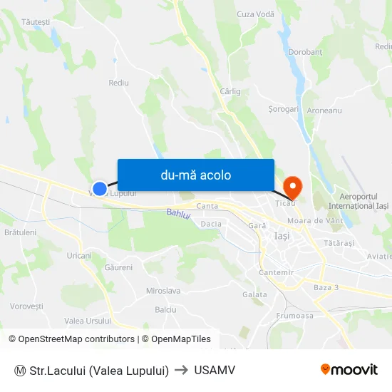 Harta de Ⓜ Str.Lacului (Valea Lupului) către USAMV