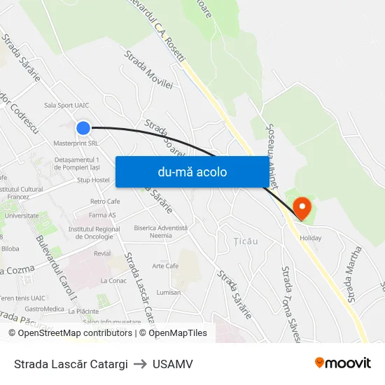 Harta de Strada Lascăr Catargi către USAMV