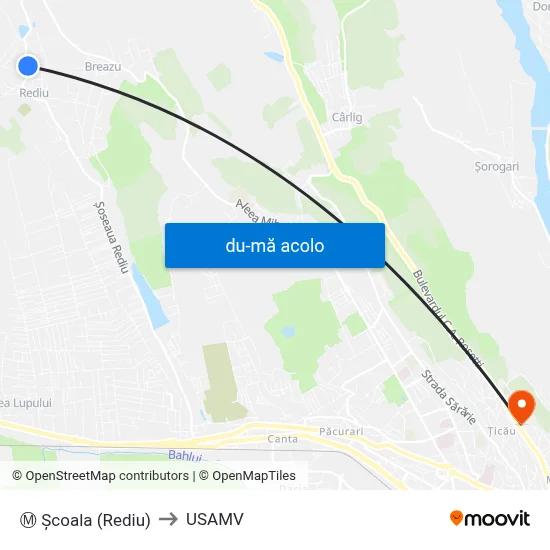 Harta de Ⓜ Şcoala (Rediu) către USAMV