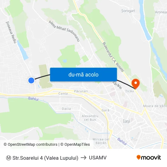 Harta de Ⓜ Str.Soarelui 4 (Valea Lupului) către USAMV