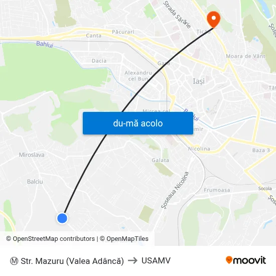 Harta de Ⓜ Str. Mazuru (Valea Adâncă) către USAMV