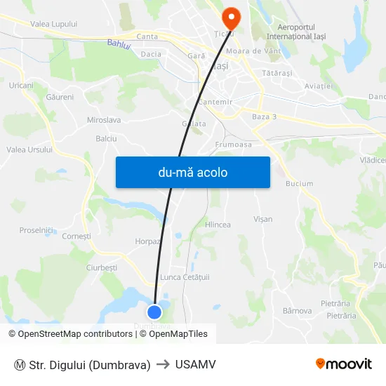 Harta de Ⓜ Str. Digului (Dumbrava) către USAMV
