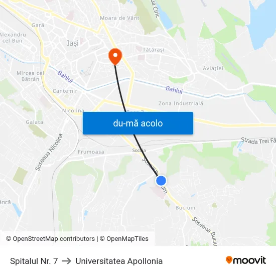 Harta de Spitalul Nr. 7 către Universitatea Apollonia