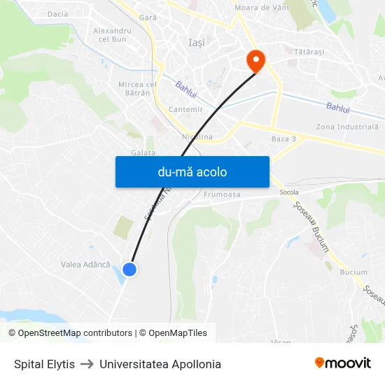 Harta de Spital Elytis către Universitatea Apollonia