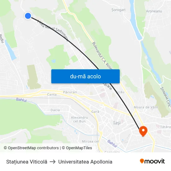 Harta de Stațiunea Viticolă către Universitatea Apollonia