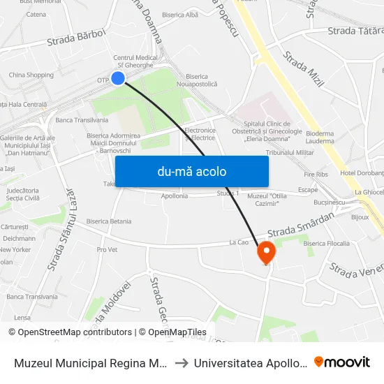 Harta de Muzeul Municipal Regina Maria către Universitatea Apollonia