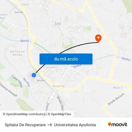 Harta de Spitalul De Recuperare către Universitatea Apollonia