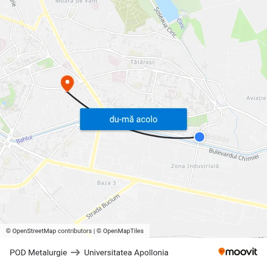 Harta de POD Metalurgie către Universitatea Apollonia
