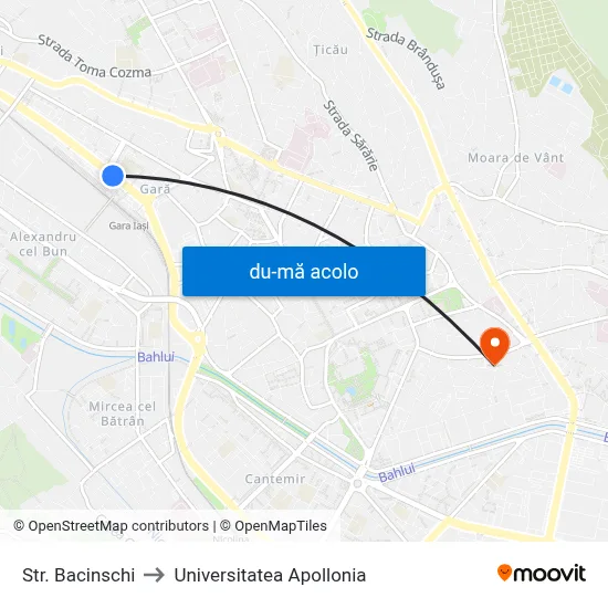 Harta de Str. Bacinschi către Universitatea Apollonia
