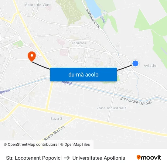Harta de Str. Locotenent Popovici către Universitatea Apollonia